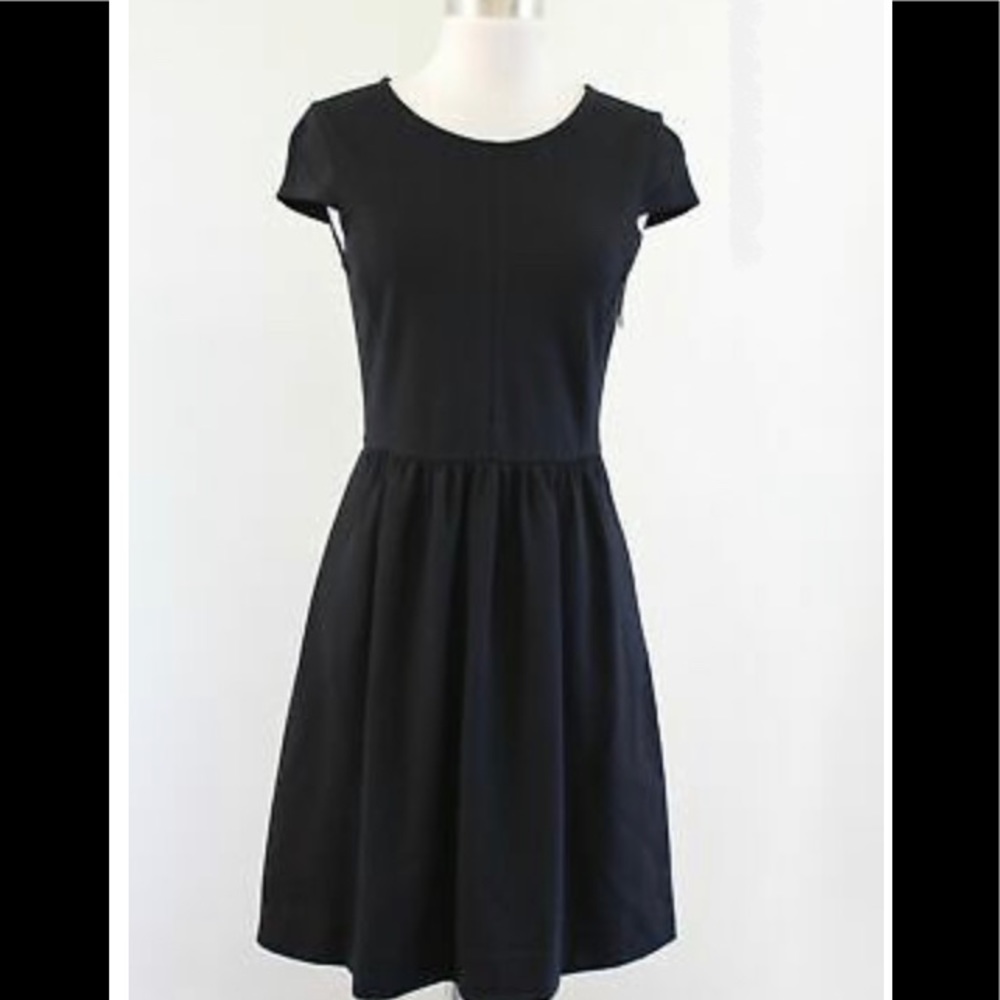 Madewell Black Cap Sleeve Skater Dress M